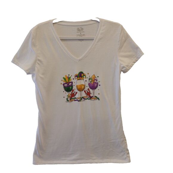 Mardi Gras Shirt Ladies Med Parade Beads Celebration Nola New Orleans Festival - Picture 8 of 9